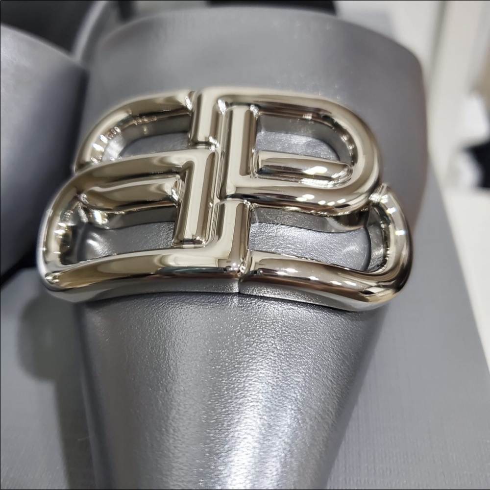 Balenciaga BB metallic leather mules silver - Picture 3 of 7